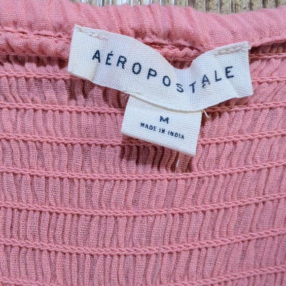 Aeropostale Pink Babydoll Dress M Flowy Empire Waist Coquette Cottagecore Lace - Picture 6 of 6